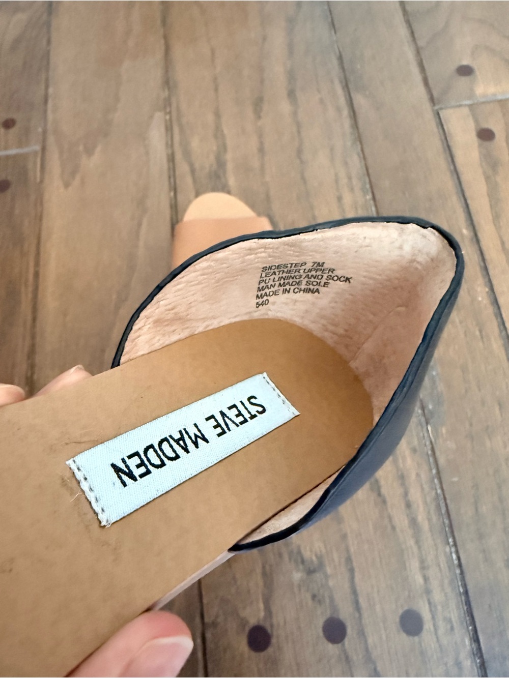 Steve Madden Two-Tone Tan Front with Black Heel D'Orsay Sandals - Picture 5 of 6